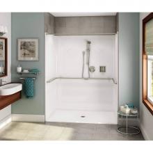 Aker 141299-000-002-107 - OPS-6036 AcrylX Alcove Center Drain One-Piece Shower in White - ADA Compliant (without Seat)