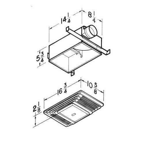 Heater/Fan/Light, White Plastic Grille, 70 CFM.