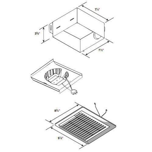 Ceiling/Wall Fan, 3 in. Duct, 50 CFM.