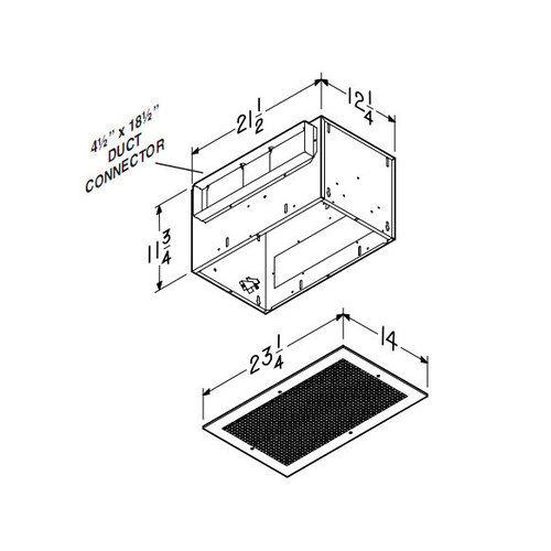 Ventilator; 481 CFM Horizontal, 4.4 Sones; 473 CFM Vertical, 4.0 Sones. Metal wheels. 120V.