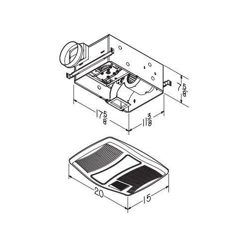 110CFM Ventilation Fan with Heater and Flourescent Light