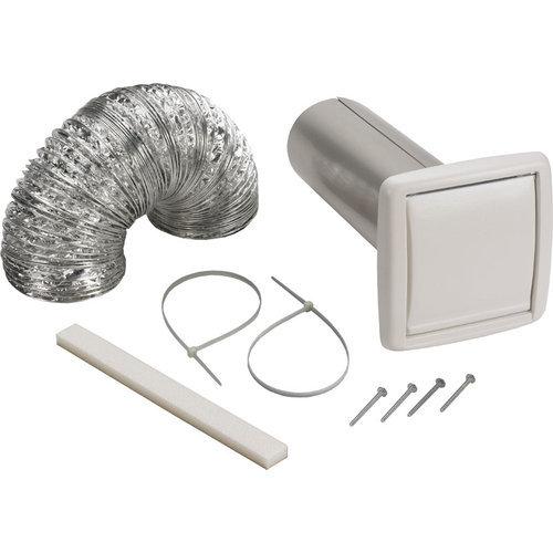 Wall Ducting Kit — 5&#39; of 4 in. diameter flexible foil duct, white wall cap for 4 in. round duct,