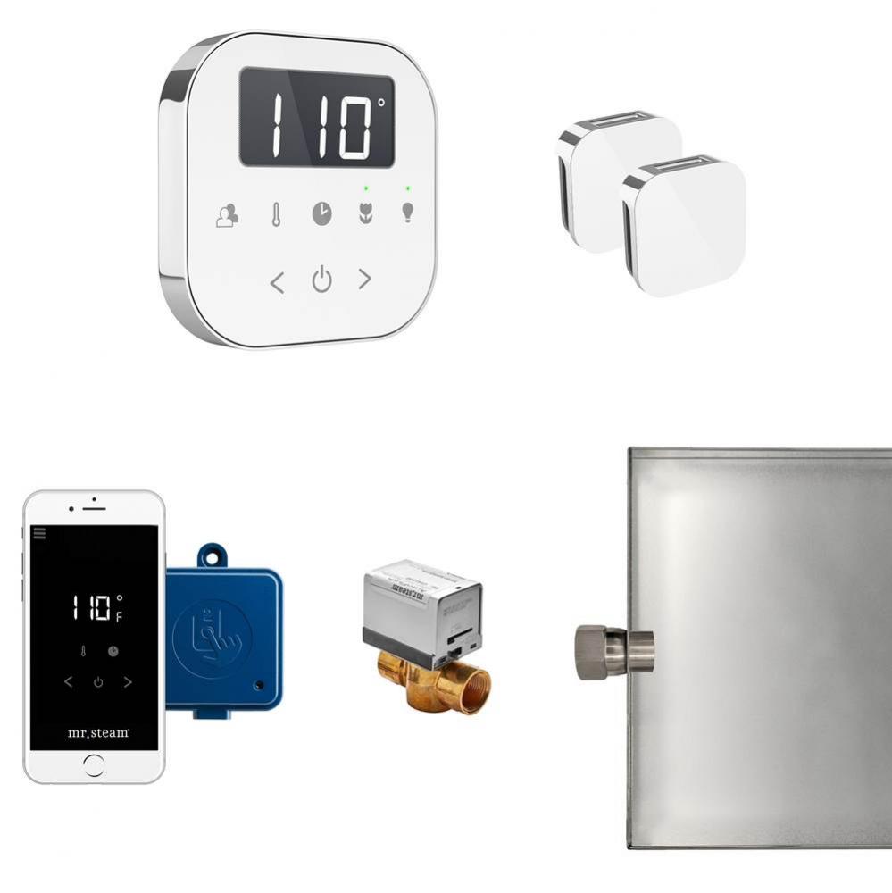 AirButler Max Steam Shower Control Package with AirTempo Control and Aroma Glass SteamHead in Whit