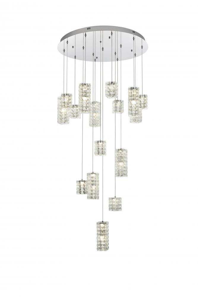Aston Hang D32&#34;H9.5&#34; LED L16 60W DIM 3CCT Chrome