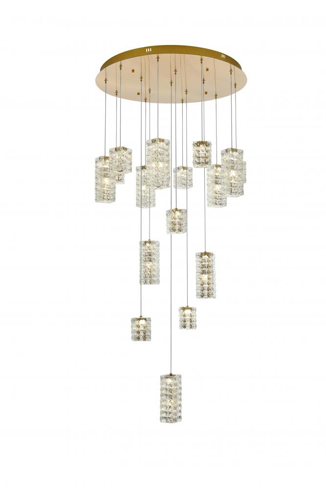 Aston Hang D32&#34;H9.5&#34; LED L16 60W DIM 3CCT Satin Gold
