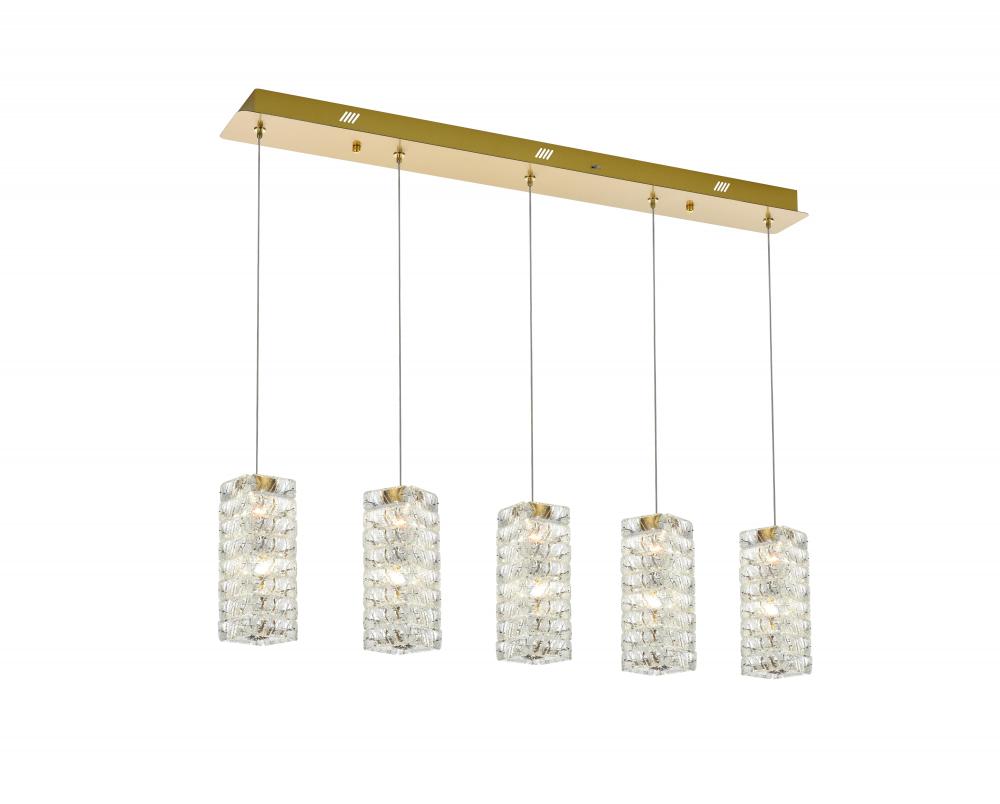 Aston Hang L40&#34; W5&#34; H9.5&#34; LED L5 25W DIM 3CCT Satin Gold