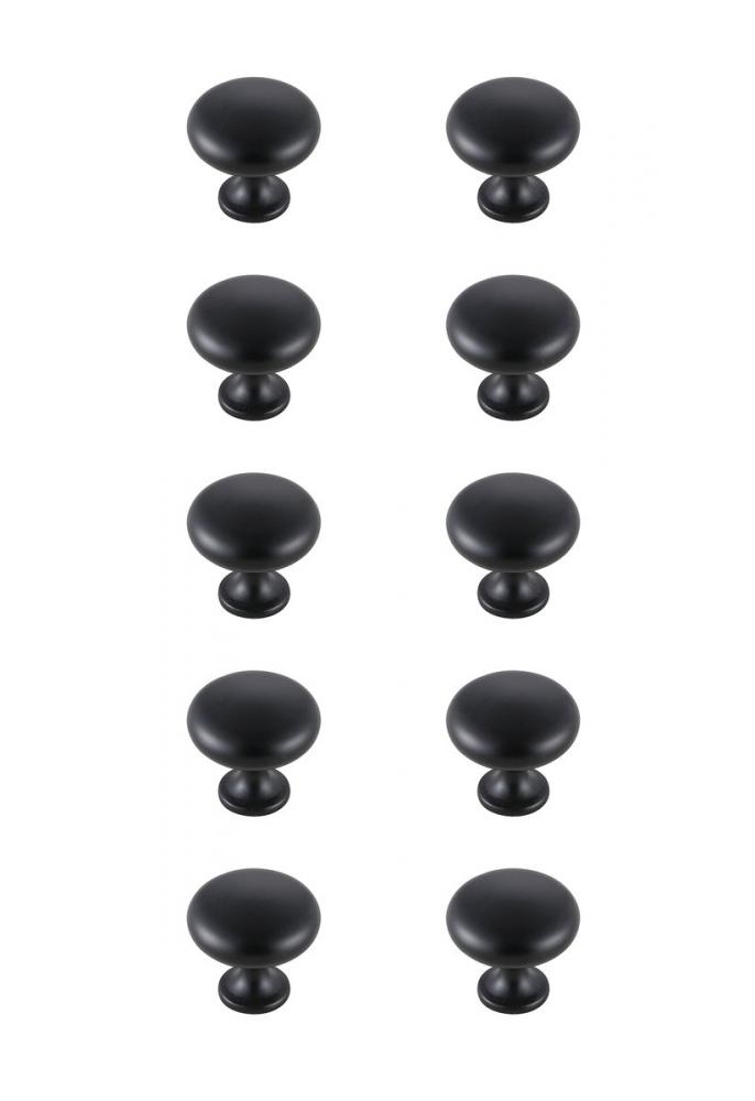 Cadon 1.2&#34; Diameter Matte Black Mushroom Knob Multipack (Set of 10)