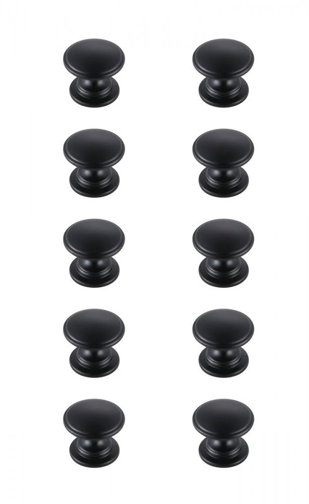 Kaid 1.2&#34; Diameter Matte Black Mushroom Knob Multipack (Set of 10)