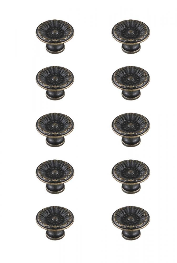 Corio 1.1&#34; Diameter Antique Bronze Mushroom Knob Multipack (Set of 10)