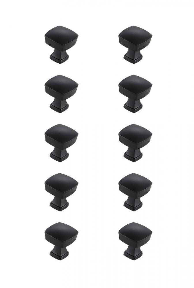 Irvin 1.3&#34; Matte Black Square Knob Multipack (Set of 10)