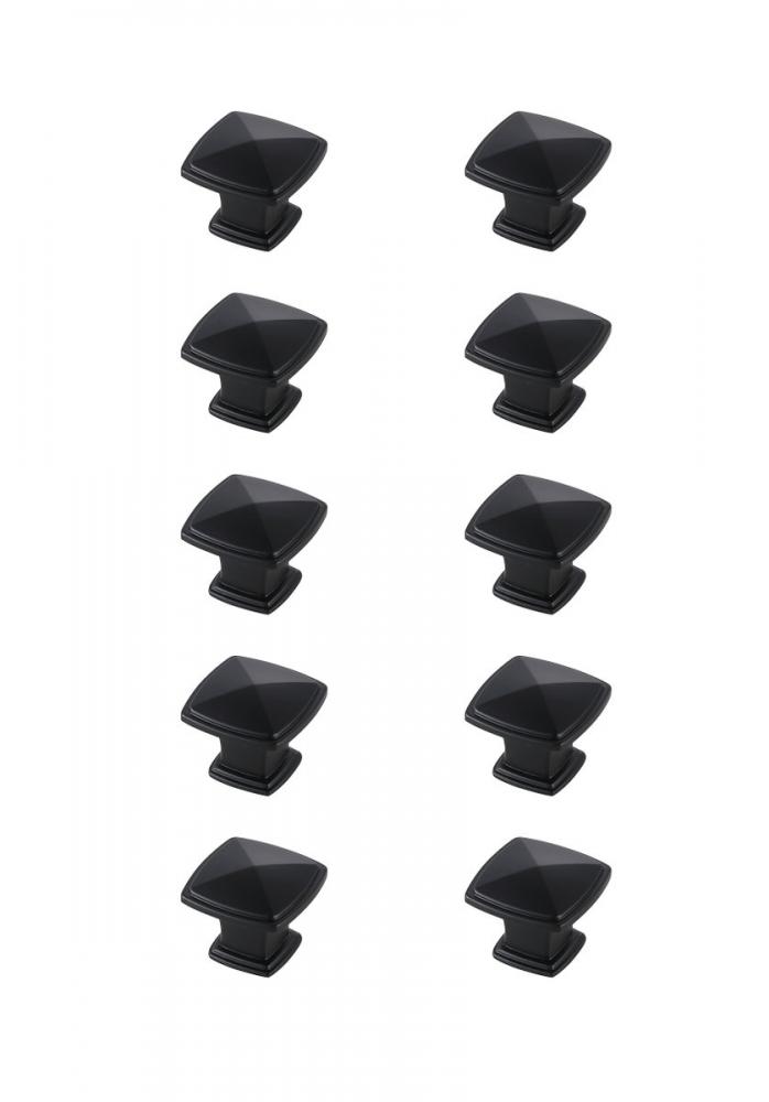 Marcel 1.2&#34; Matte Black Square Knob Multipack (Set of 10)