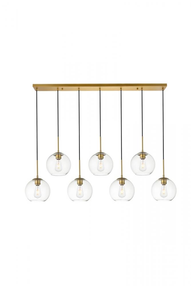 Baxter 7 Lights Brass Pendant With Clear Glass