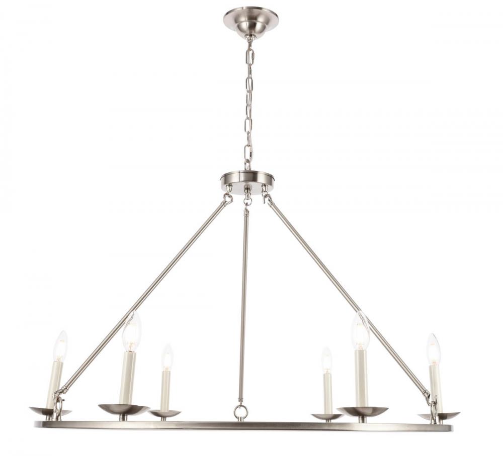 Maine 6 Light Burnished Nickel Chandelier