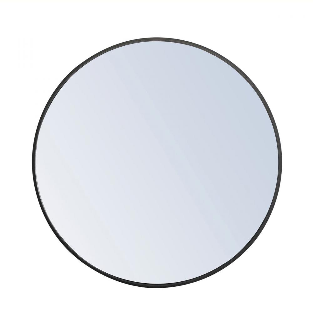 Metal Frame Round Mirror 28 Inch Black Finish