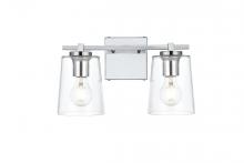 Elegant LD7310W14CH - Kacey 2 Light Chrome and Clear Bath Sconce