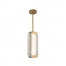 ALORA  PD374316VBCR-UNV - Alai 16-in Vintage Brass/Ribbed Glass LED Pendant