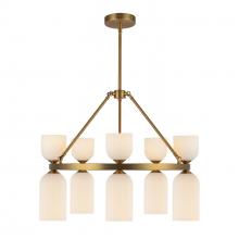 ALORA  CH442626BGGR - Nelly 26-in Brushed Gold/Glossy Ribbed Opal Glass Socket Chandelier