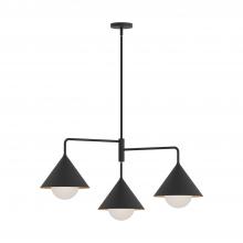 ALORA  CH485245MBOP - Remy 38-in Matte Black/Opal Glass 3 Lights Chandeliers