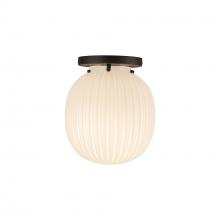 ALORA  SF579107MBGR - Cherise 7-in Matte Black/Glossy Ribbed Opal Glass Socket Semi-Flush Mount