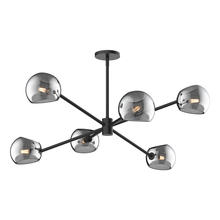 ALORA  CH548637MBSM - Willow 37-in Matte Black/Smoked Solid Glass 6 Lights Chandeliers