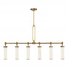 ALORA  LP355652VBGO - Wynwood 52-in Vintage Brass/Glossy Opal 6 Lights Linear Pendant