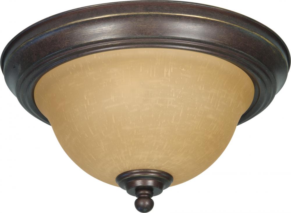 Castillo - 2 Light Flush Mount with Champagne Linen Washed Glass - Sonoma Bronze Finish