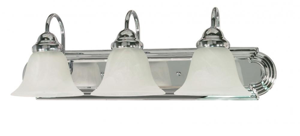 Ballerina - 3 Light 24&#34; Vanity with Alabaster Glass - Polished Chrome Finish