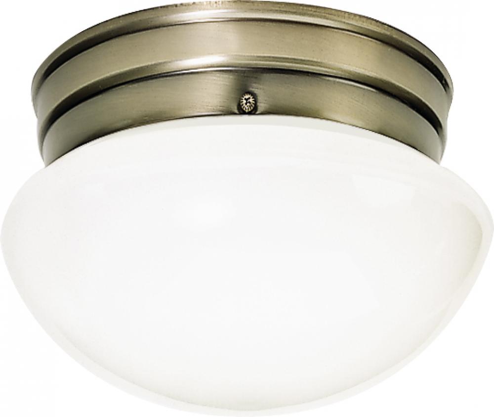 1 Light - 8&#39;&#39; - Flush Mount - Small Antique Brass Mushroom; Color retail packaging