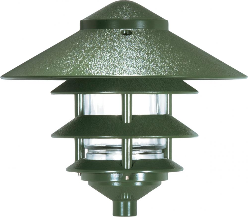 1 Light - 8&#34; Pathway Light - Three Louver - Large Hood - Green Finish