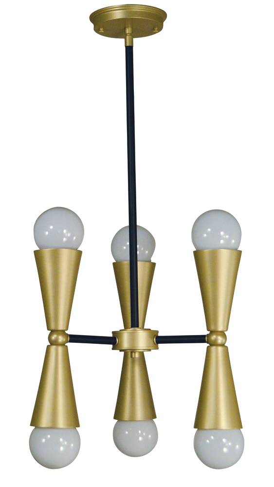 6-Light Satin Brass/Matte Black Equinox Chandelier