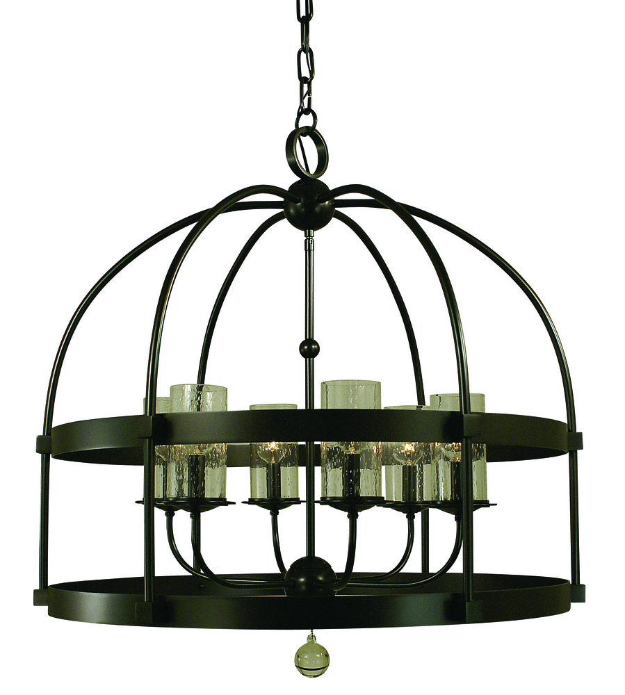 6-Light Mahogany Bronze Compass Chandelier