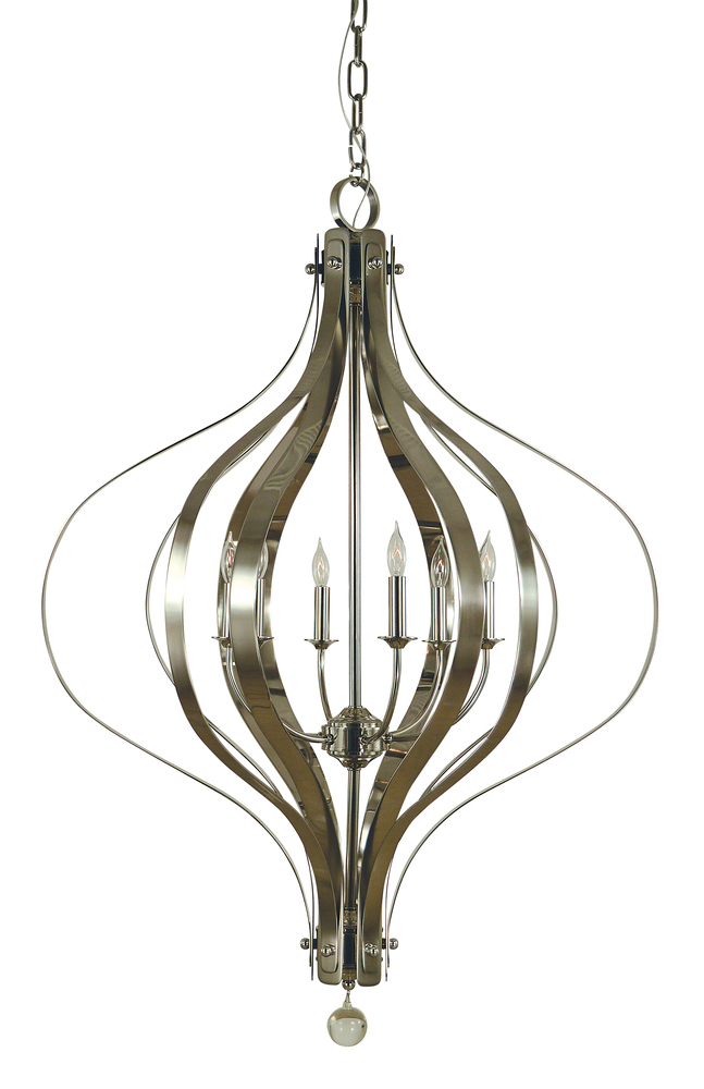 6-Light Polished Nickel Aries Chandelier