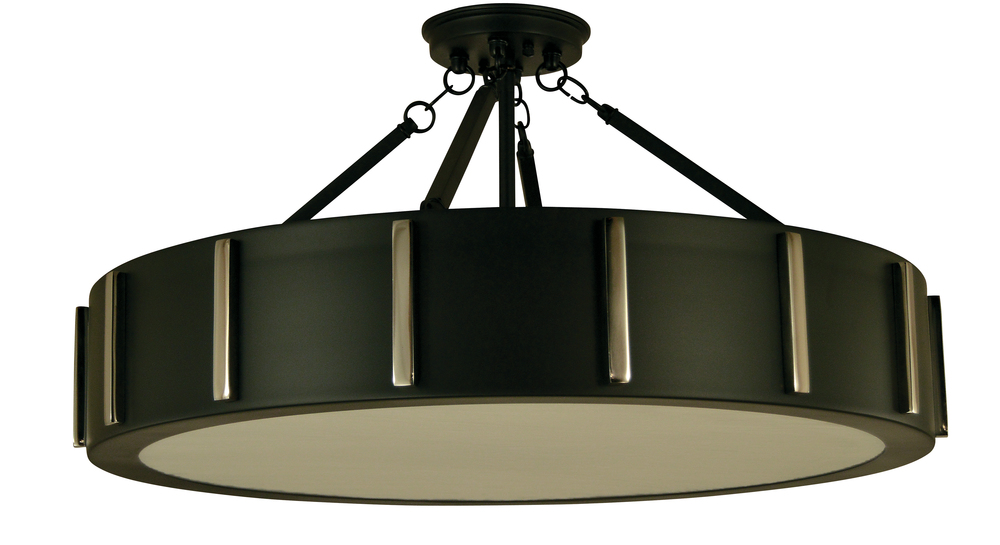 4-Light 23&#34; Matte Black/Polished Nickel Pantheon Flush Mount