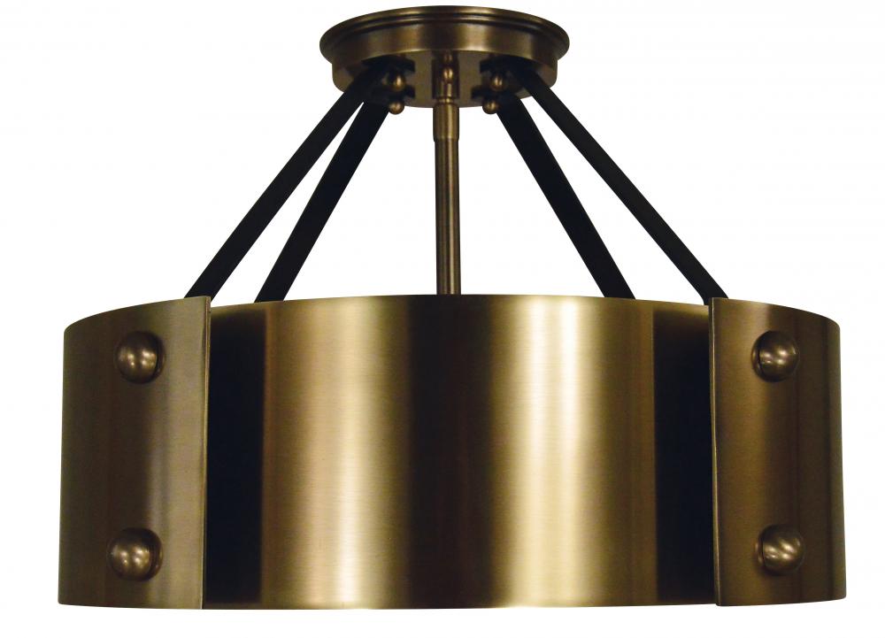 6-Light Antique Brass/Matte Black Lasalle Semi-Flush