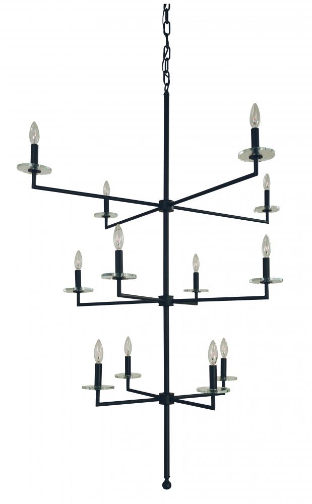 12-Light Matte Black Muse Foyer Chandelier