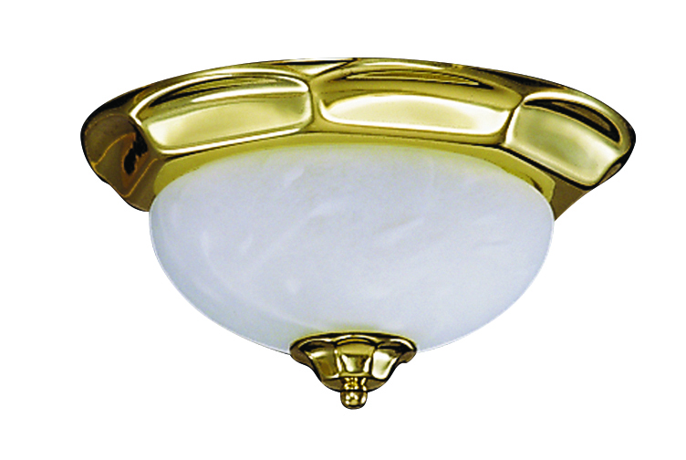 2-Light Polished Brass Fin De Siecle Flush / Semi-Flush Mount