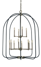 Framburg 4932 PN/MBLACK - 12-Light Polished Nickel/Matte Black Boulevard Chandelier