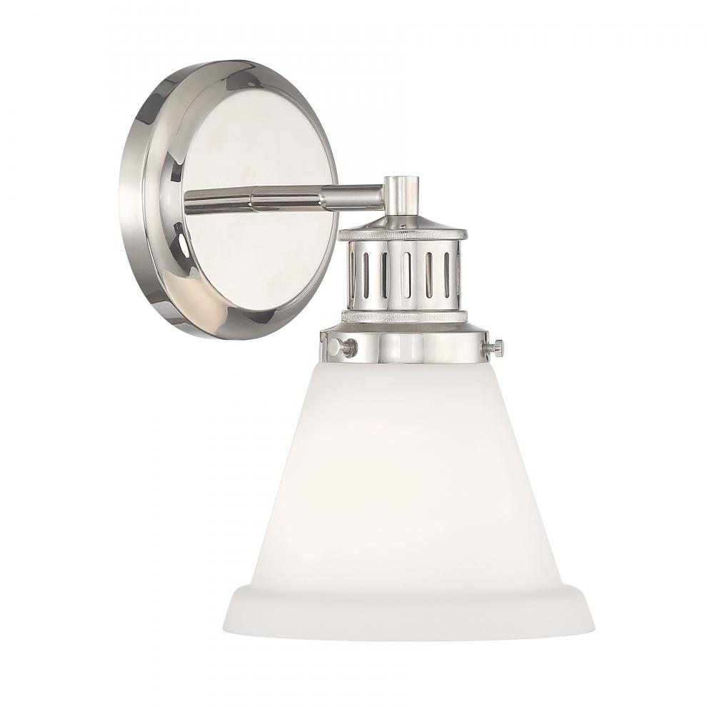 Alden 10.25&#39;&#39; High 1-Light Sconce- Polished Nickel, Matte Opal