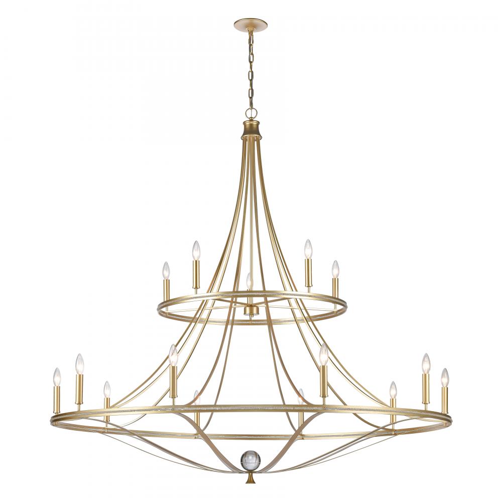 Noura 60&#39;&#39; Wide 15-Light Chandelier - Champagne Gold