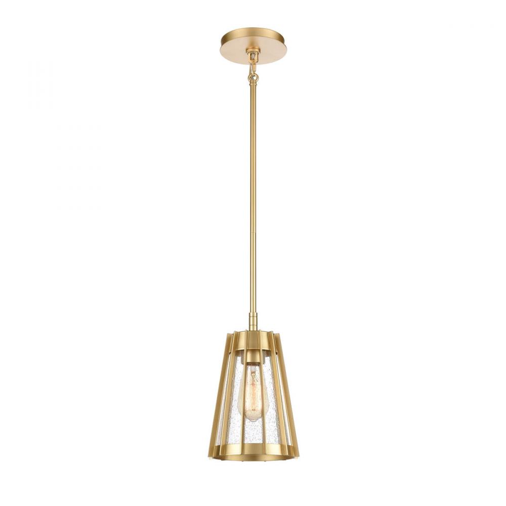 Open Louvers 6.75&#39;&#39; Wide 1-Light Mini Pendant - Champagne Gold