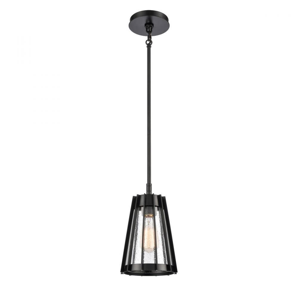 Open Louvers 6.75&#39;&#39; Wide 1-Light Mini Pendant - Matte Black