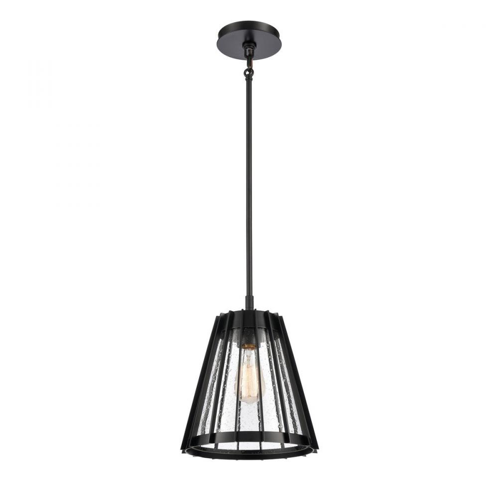 Open Louvers 10&#39;&#39; Wide 1-Light Pendant - Matte Black