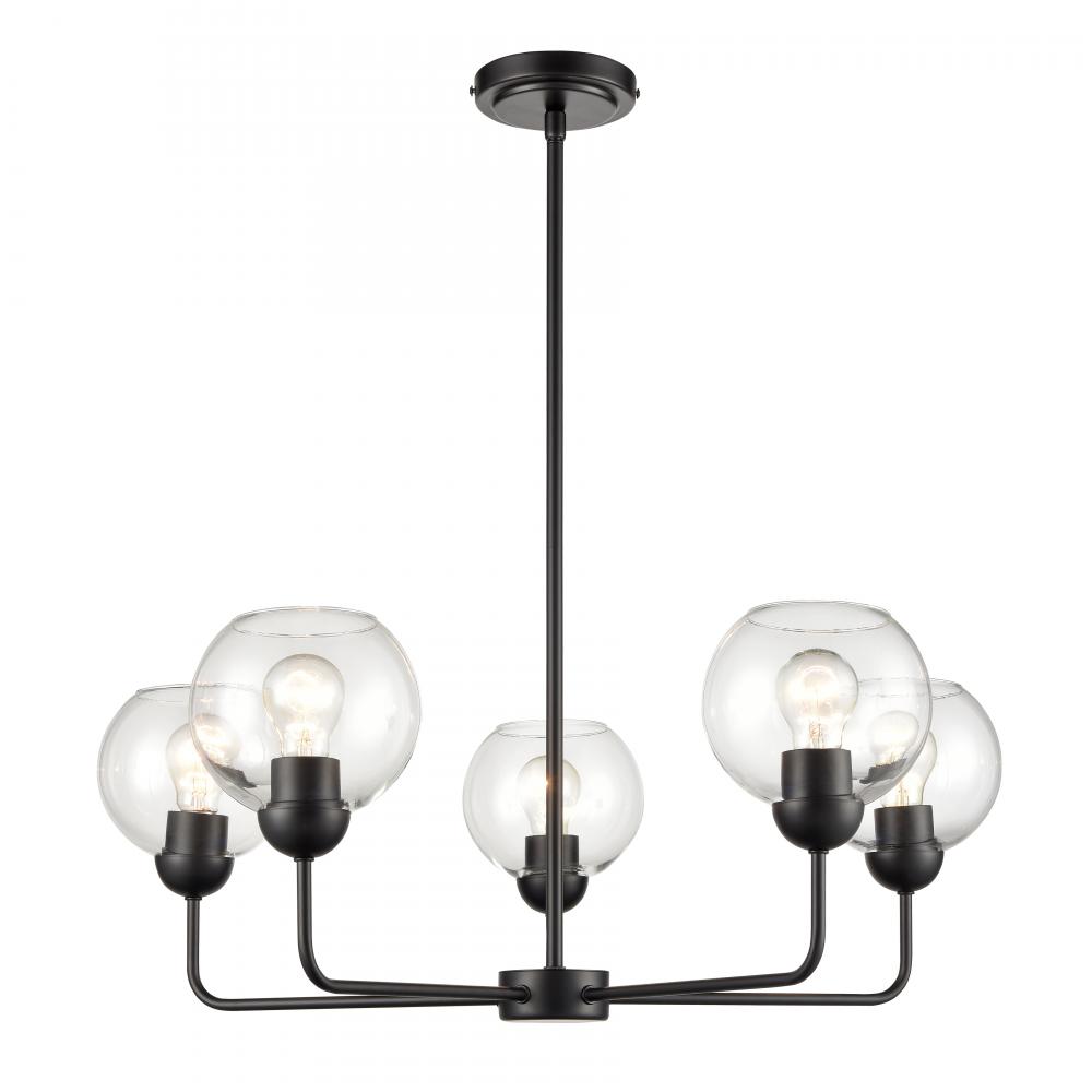 Boman 28&#39;&#39; Wide 5-Light Chandelier - Matte Black