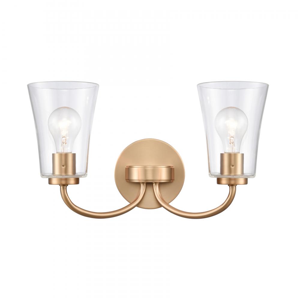 Emily 17&#39;&#39; Wide 2-Light Vanity Light - Brushed Gold