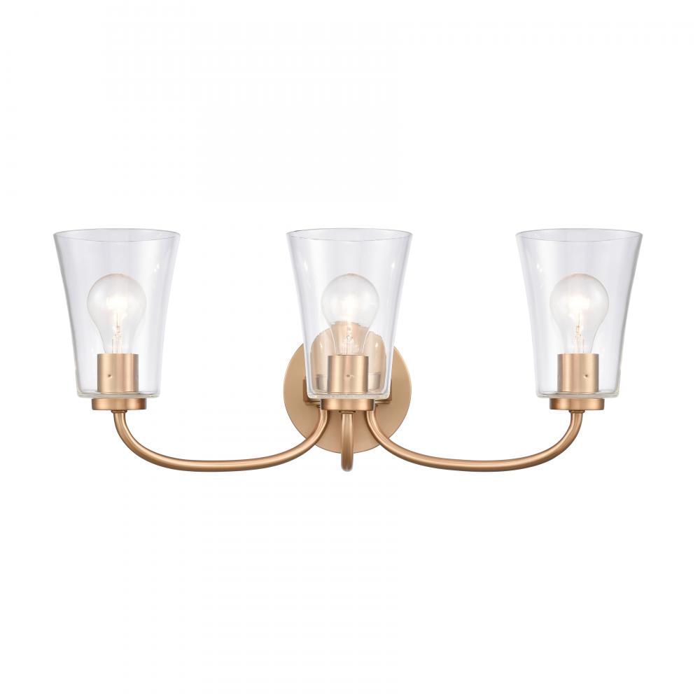 Emily 23&#39;&#39; Wide 3-Light Vanity Light - Brushed Gold