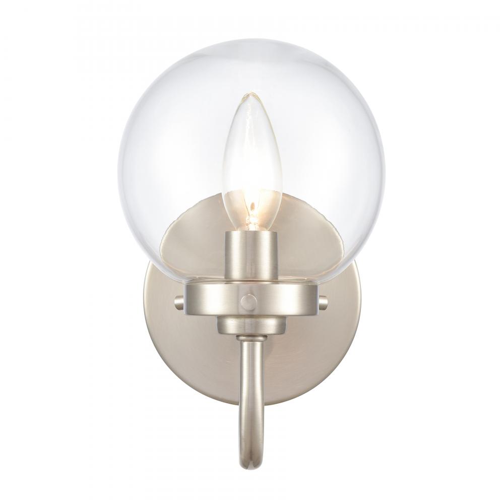 Fairbanks 8.5&#39;&#39; High 1-Light Sconce - Brushed Nickel and Clear